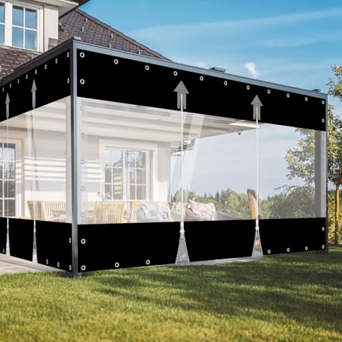 Outdoor Vorhang mit Reißverschluss, 650G/M² Plane Mit 30Mm öSen Transparente Vorhang Wasserdichter Plane Trennvorhang für Draussen Garage FüR Outdoor-MöBel, Veranda, Pergola Outdoor Vorhang mit Reißverschluss, 650G/M² Plane Mit 30Mm öSen Transparente Vorhang Wasserdichter Plane Trennvorhang für Draussen Garage FüR Outdoor-MöBel, Veranda, Pergola von jianyana