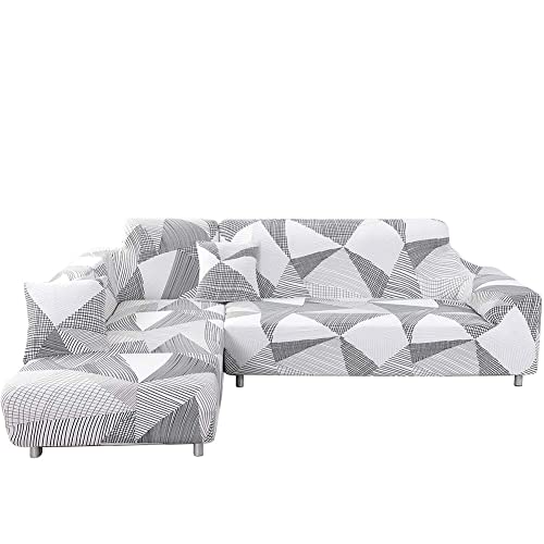 jianyana Sofabezug L-Form-Stretch Spandex Polyester Stoff Sofa überzug Stretch Sofabezüge + 2pcs Kissenbezüge für Schnittsofa(Pinted 05) von jianyana