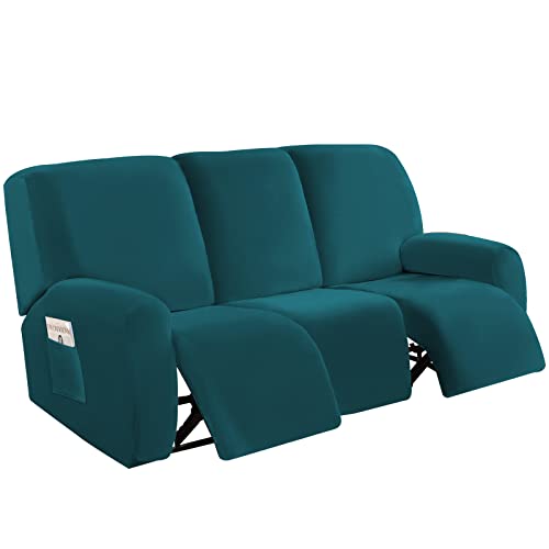 Stretch Relaxsofa Bezüge Samt Liegestuhlbezug 1/2/3 Sitzer Relaxsofa Schonbezüge mit Seitentasche, Möbelschutz für Wohnzimmer (grün, 3-Sitzer) von jianyana