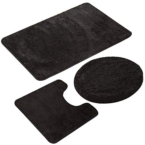 jianyana 3-teiliges Badteppich-Set Rutschfeste Mikrofaser Shaggy Weiche Bad Duschmatten Kontur Badteppich WC-Sitzbezug Combo von jianyana