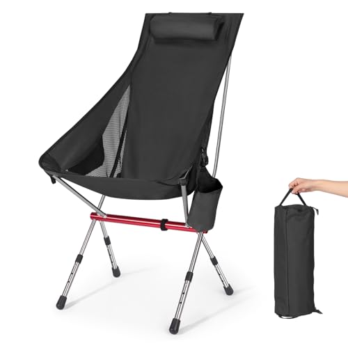 jianyana Campingstühle, Leichter Campingstuhl Faltbar Angelstuhl Campingstuhl Höhenverstellbare Sitzfläche Camping Stuhl Tragbar Seitentasche für Outdoor, Angeln, Strand, Garten, 150kg Tragkraft von jianyana