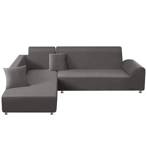 jianyana L-Form Sofa Überwürfe Stretch Elastische Sofabezug 2ST Set für 3 Sitzer + Kissenbezüge für Schnittsofa von jianyana