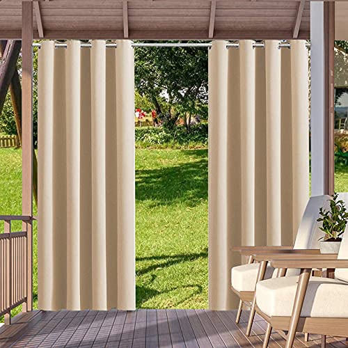 jianyana Outdoor Vorhänge Wasserdicht, Sonnenschutz Sichtschutz Outdoorvorhänge Mit Ösen, für Pergola Balkon Terrasse Veranda Gartenlaube Wohnzimmer, Schlafzimmer von jianyana