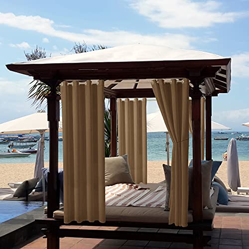 jianyana Outdoor Vorhänge Wasserdicht, Sonnenschutz Sichtschutz Outdoorvorhänge Mit Ösen, für Pergola Balkon Terrasse Veranda Gartenlaube Wohnzimmer, Schlafzimmer von jianyana