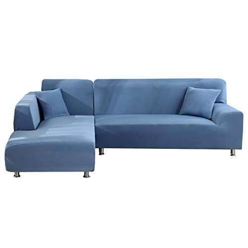 jianyana Sofa Überwürfe Elastische Sofabezüge L Form Stretch Sofabezug Couchbezug L Form 3 Sitzer 2ST + 2 Pcs Kissenbezüge von jianyana