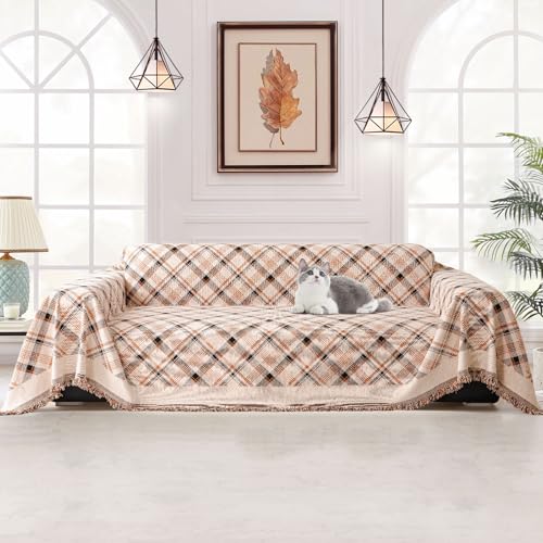 jianyana Sofa überzug Sofaüberwurf Weich Strapazierfähig Wendbar Chenille Universal Couch überzug mit Modernes Karomuster Möbelschutz für 1 2 3 4 Sitzer Sofa Zweisitzer L-förmige Ecke Futon Sofas von jianyana