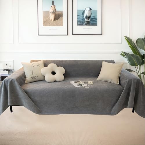 jianyana Sofa überzug Sofaüberwurf Weich Strapazierfähig Wendbar Chenille Universal Couch überzug Modernes Karomuster lschutz für 2 3 4 Sitzer Sofa Zweisitzer L-förmige Ecke Futon Sofas(180x340cm) von jianyana