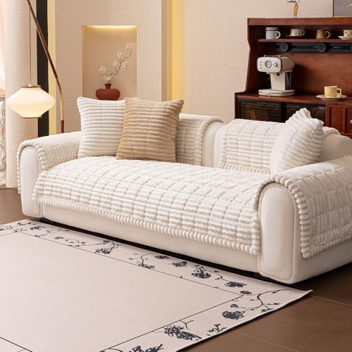 jianyana Sofa überzug Cord, Sofabezüge Weich 3cm Dick rutschfest Langlebig Couch-Pad 2 3 4 Sitzer mit Sofakissenbezug Atmungsaktiv Maschinenwaschbar Möbelschutz für Nnordisches Sofa von jianyana