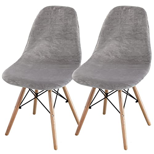 jianyana Stuhlhussen 2er Set, Universal Velvet Stretch Stuhlbezug EsszimmerstüHlhussen Abnehmbarer Waschbarer Stuhlabdeckung（Silber Grau） von jianyana