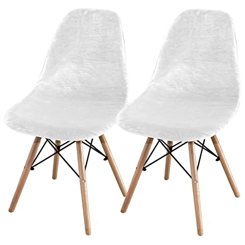jianyana Stuhlhussen 2er Set, Universal Velvet Stretch Stuhlbezug EsszimmerstüHlhussen Abnehmbarer Waschbarer Stuhlabdeckung（Weiß） von jianyana
