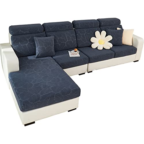 jianyana Universal Couch überzug, rutschfest Sofa überzug l Form Sofa sitzkissenbezug für Kissen von Möbelschutz(Blätter, dunkelgrau, M-Rückenbezug) von jianyana