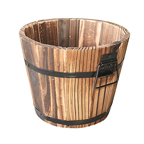 Napacoh Hölzerne Blumentöpfe Whisky Barrel Planter, Rustikaler Saftiger Pflanzer Holzfass Leerer Blumentopf Container Garten Dekor L. von Napacoh