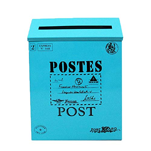jiashemeng Retro Briefkasten, Vintage Wandbehang Eisen Briefkasten Mail Postbriefe Zeitungskasten Wohnkultur Blau von Napacoh