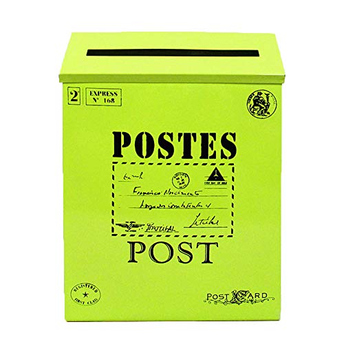 jiashemeng Retro Briefkasten, Vintage Wandbehang Eisen Briefkasten Mail Postbriefe Zeitungskasten Wohnkultur Cyan Green von Napacoh