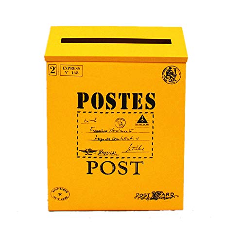 Napacoh Retro Briefkasten, Vintage Wandbehang Eisen Briefkasten Mail Postbriefe Zeitungskasten Wohnkultur Gelb von Napacoh