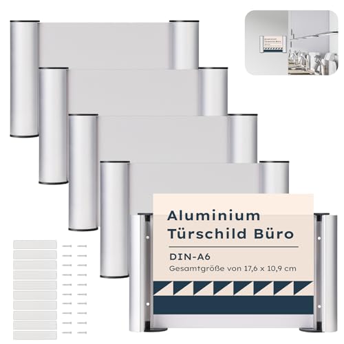 5 Stück Türschild Büro A6 Aluminium und Klare Abdeckung Türschilder Selbstklebend 148mm x 105mm Klebeschild Büro Schild Stabile Namensschild für Zuhause Veranstaltung zum Anschrauben oder Ankleben von jiawaggag