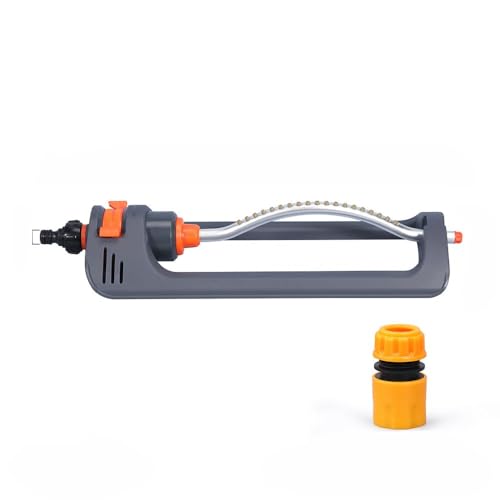 19-Loch automatischer Schwenk-Sprinkler | Große Bewässerungsreichweite | 360° Rotationssystem | Verstellbare Sprühfunktion | Ideal für Rasen, Garten & Farmen | Kühlung & Staubbindung (Orange) von jiejack