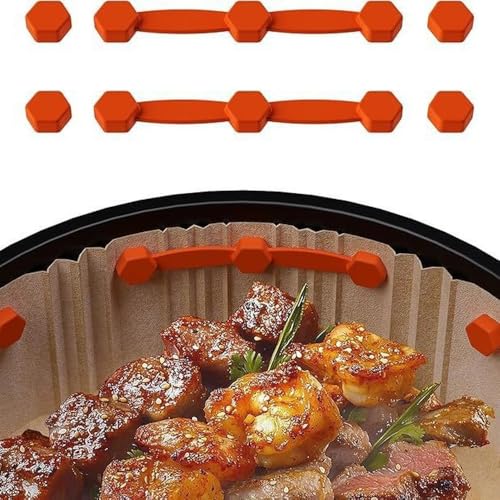 2 Stück Silikon-Schnalleneinsatz für Pergamentpapier, Magnete Für Luftfritteuse Backpapierhalter Hitzebeständige Fritteusen Einsätze mit 4 Magneten für Die Meisten Luftfritteusen von jiejack