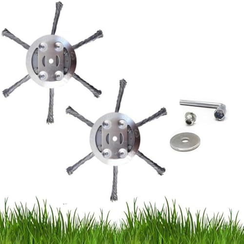 2 Stück Unkrautbürste für Rasentrimmer, Unkrautbürste Für Rasentrimmer, Grasschneidekopf aus Stahldraht für Garten-Rasentrimmerkopf-Rasenmäher-Elektrowerkzeug (6 & 3 Kopf) (6 Klinge, 2 Stück) von jiejack