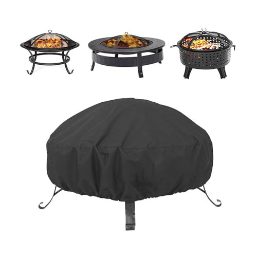 Feuerschale abdeckung Abdeckung für Feuerschale Wasserdicht Hochwertige, Langlebige Abdeckung für Gartenfeuerschalen, Terrasse und Balkon abdeckung gartenmöbel rund feuerschalen (Schwarz, 92x51cm) von jiejack