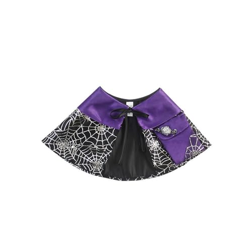 Halloween Katzen Spinnennetz Umhang, Lustiger Verwandlungs Umhang mit Klettverschluss, Einstellbarer Cape für Kleine Haustiere, Schwarz Tüll Dekoration (Der Mantel) von jiejack