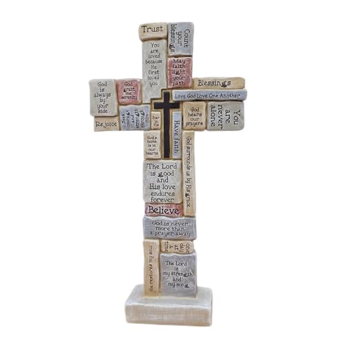 Kruzifixe Wall Cross Standing Cross, Christian Table Top Home, Decor kreuz mit standfuß Figur Tischdeko Motivationsgeschenke Büro Schreibtisch Wohnzimmer Deko Objekt Aufsteller von jiejack