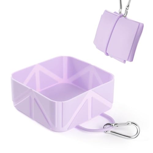 Lebensmittelechtes Silikon Haustierklappschale,Hund Katze Reisebecher, Reisebereich mit leichtem Design， Haustier -Fütterungsschale für Auto， Gehen， Wandern， Boot und Outdoor -Aktivitäten (Lila) von jiejack