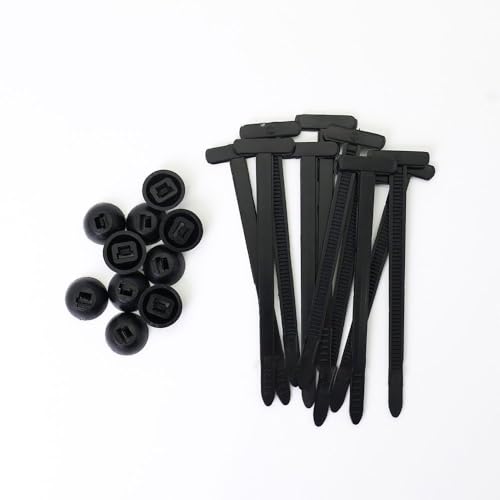 Nylon Universal Cable Ties Clip,Kabelbinder Schnalle,Cable Ties, Universal Kabelbinder, Zip Tie Clips for Car Repair, Automotive Nylon Cable Ties with Pin & Button Design (Black, Pack of 50) von jiejack