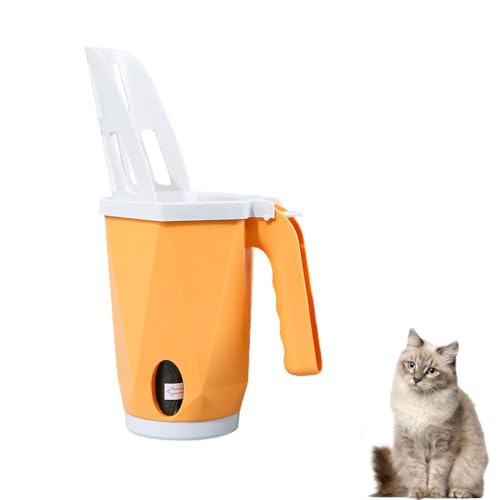Praktische Katzenschaufel mit Behälter für Katzentoiletten | Hochwertige Schaufel mit integriertem Sammelbehälter | Robust, leicht zu reinigen & spülmaschinenfest (Gelb) von jiejack