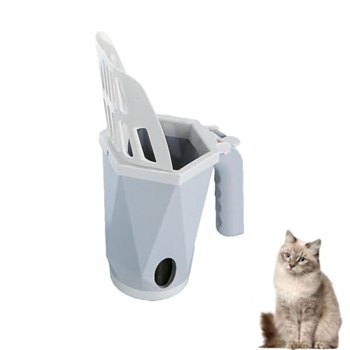 Praktische Katzenschaufel mit Behälter für Katzentoiletten | Hochwertige Schaufel mit integriertem Sammelbehälter | Robust, leicht zu reinigen & spülmaschinenfest (Grau) von jiejack