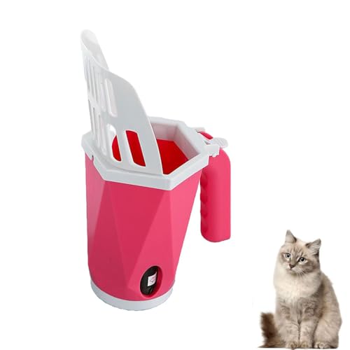 Praktische Katzenschaufel mit Behälter für Katzentoiletten | Hochwertige Schaufel mit integriertem Sammelbehälter | Robust, leicht zu reinigen & spülmaschinenfest (Rot) von jiejack