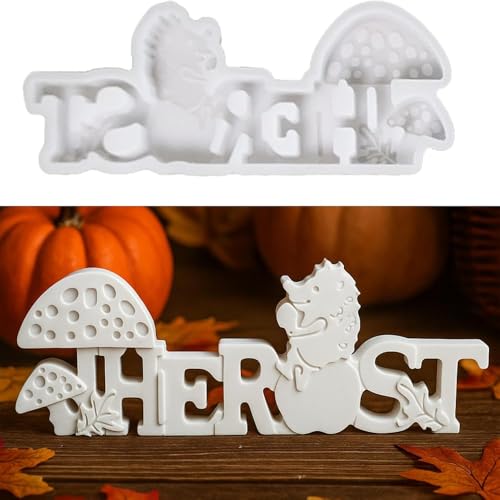 Silikonformen Gießformen Herbst, DIY Herbstdeko Basteln Silikonform HERBST Pilz & Igel, Gießen Gießform Buchstaben Giessformen Silikon Halloween für DIY Kerzen Gips von jiejack