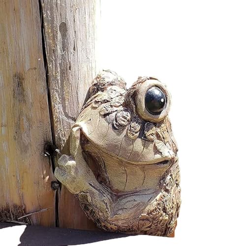 jiejack Kletternder Späherfrosch Gartenanhänger, Harz Kunsthandwerk Hofdekoration, Realistischer Frosch Kletterpose, Outdoor Gartenzierfigur für Baum/Blumenständer (A) von jiejack
