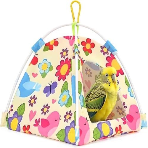 jiejack Papageien Nest Hängematte, Vogelnest Zelt, hängende Höhlenbox, Vogelhäuschen-Nest, Zeltbett für kleine Vögel wie Wellensittiche, Finken und Papageien (C, M（21 * 21 * 21cm）) von jiejack