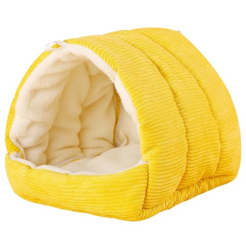 jiejack Parrot Bird Bed Hammock Bird Plush Nest Toy Warmes Vogelnest Winterhaus Haustier Vogelkäfig Vogelbett Hütte für Ara, Wellensittiche, Nymphensittiche, Kakadu, Kanarienvögel (Gelb, S) von jiejack
