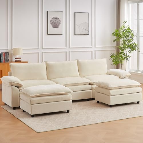 JIEXI Sofa Mit Schlaffunktion, Sofas Und Couchs, Modulares Ecksofa, Wohnlandschaft U Form, L Form Eckcouch, Für Couch Wohnzimmer Schlafzimmer Büro Wohnung, Chenille-Stoff 288 x 132 cm von JIEXI