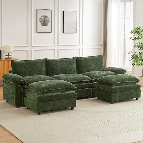 JIEXI Ecksofa Mit Schlaffunktion, Sofas Und Couchs, Modulares Ecksofa, Wohnlandschaft U Form, L Form Eckcouch, Für Couch Wohnzimmer Schlafzimmer Büro Wohnung, Chenille-Stoff 288 x 132 cm von JIEXI