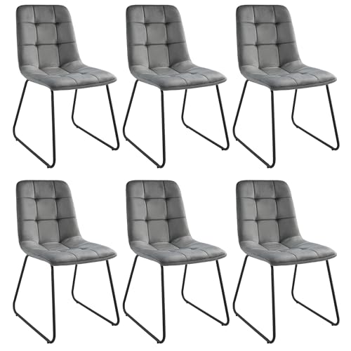 jiexi Moderner Esszimmerstuhl mit gestepptem Stoff, Metallfuß, grau, 47 cm Sitzhöhe von jiexi