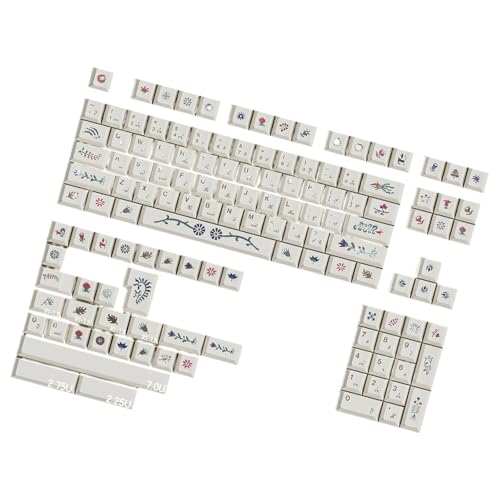 135 Tastenkappen, ergonomisches Tastenkappen-Set, geheimnisvolles Voynich-Manuskript-Thema, perfekt zur Verbesserung der Desktop-Ästhetik von jiingekk