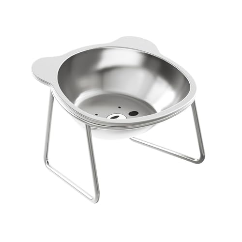 Erhöhter Futternapf für Katzen, bartfreundlich, Edelstahl, erhöhtes Geschirr für Futter und Wasser, Kätzchen, erhöht, für Indoor-Hunde von jiingekk