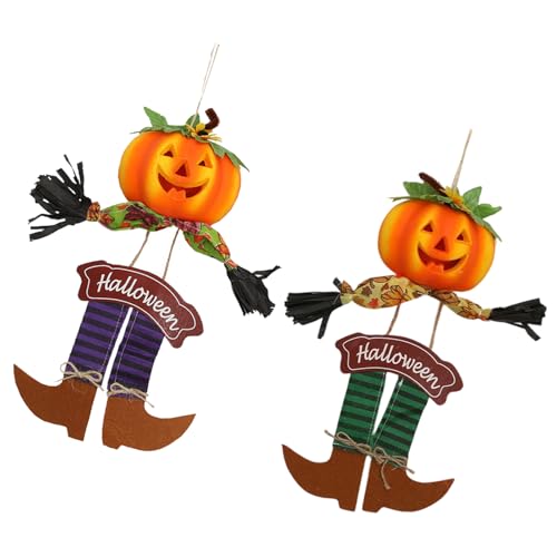 Halloween-Dekoration zum Aufhängen an der Tür, atmungsaktives Vliesstoff, Kürbis-Dekoration für den Innenbereich, Festivals, Mehrzweck-Halloween-Wanddekoration, 2 Stück von jiingekk