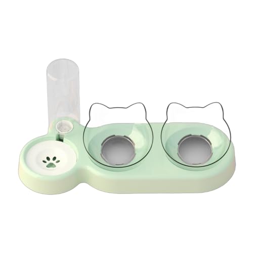 Mehrzweck-Schüssel für Katzen und Hunde, Doppelnapf, automatische Wasserfütterung, klar, sichtbar, für Zuhause und Reisen, automatischer Spender, kleiner Wandspender, klein von jiingekk