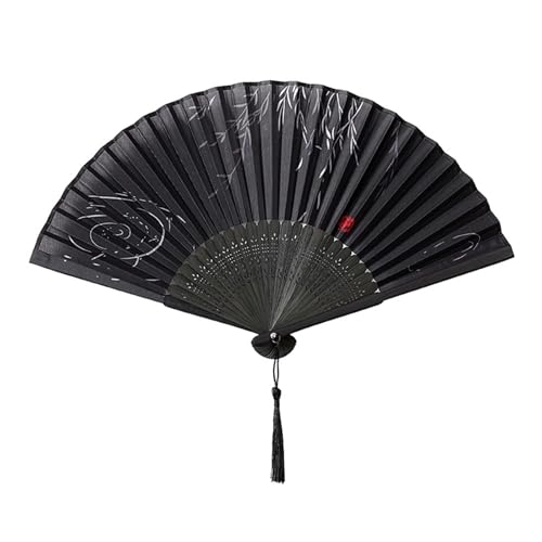 jiingekk Bamboos Faltbarer Handventilator mit Weidenmuster, Kühlzubehör, Seidenstoff, chinesische Stile, dekoratives Handwerk, Bambusrahmen, Seidenfächer von jiingekk