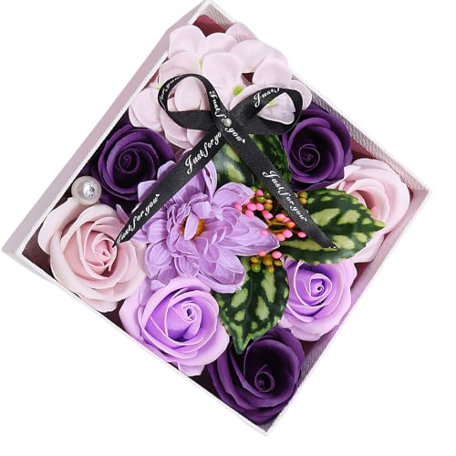 jiingekk Dekorative Box mit künstlichen Blumen, langlebig, leicht, Geschenk-Aufbewahrungsbox, eleganter Blumenbehälter, künstliche Vitrine von jiingekk