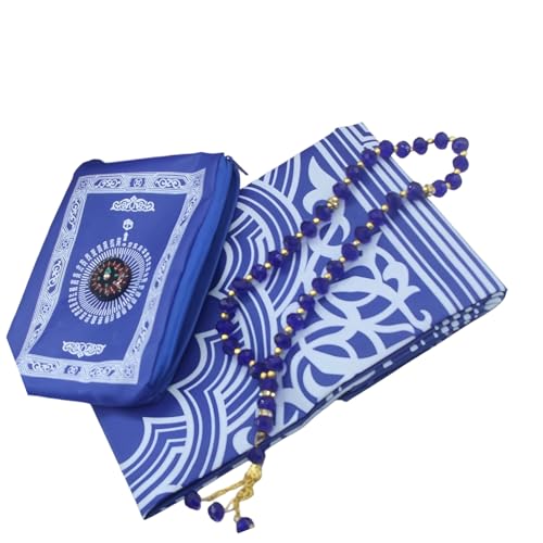 jiingekk Tragbare muslimische Gebetsteppiche mit Kompass, leichte Reise-Gebetsmatten für Zuhause, Outdoor, Anbetungen, wasserdichte Polyester-Matten jiingekk Tragbare muslimische Gebetsteppiche mit Kompass, leichte Reise-Gebetsmatten für Zuhause, Outdoor, Anbetungen, wasserdichte Polyester-Matten von jiingekk
