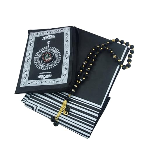 jiingekk Tragbare muslimische Gebetsteppiche mit Kompass, leichte Reise-Gebetsmatten für Zuhause, Outdoor, Anbetungen, wasserdichte Polyester-Matten jiingekk Tragbare muslimische Gebetsteppiche mit Kompass, leichte Reise-Gebetsmatten für Zuhause, Outdoor, Anbetungen, wasserdichte Polyester-Matten von jiingekk