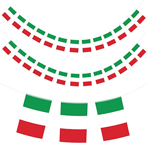 jijAcraft Italien Flagge, 11 Meter Italienisch Fahnenkette Girlande mit 40 Fahnen 14 x 21 cm zur Dekoration Nationalfest, Sportveranstaltungen von jijAcraft