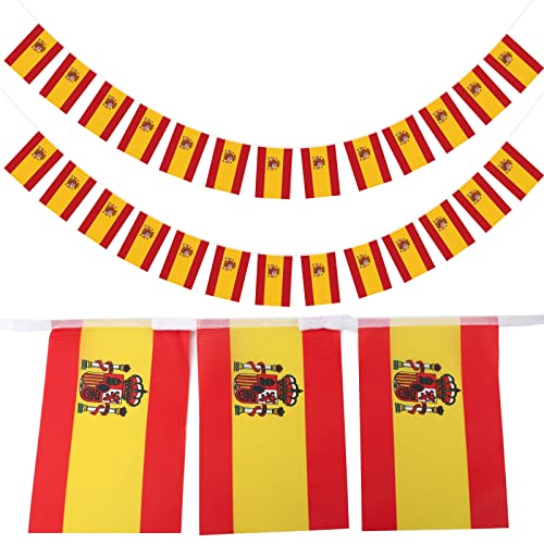 jijAcraft Spanien Flagge, 11 M Flagge Spanisch Fahnenkette Girlande mit 40 Fahnen 14 x 21 cm zur Fußballmeisterschaft, Sportveranstaltungen und Dekoration Nationalfest von jijAcraft