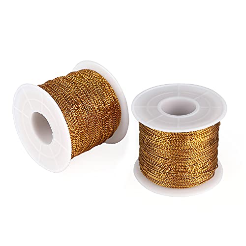 jijAcraft 200M Gold Schnur, Kordel Gold Metallic, 1mm Goldfaden Bastelschnur für Basteln, Geschenkverpackung, Weihnachts Dekoration (Gold) von jijAcraft