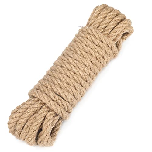 jijAcraft Hanfseil 12mm Dicke Jute Schnur, 10M Natur Juteseil Tau Seil, Garten Jute Tauwerk Handlaufseil Schiffstau Schnur für DIY, Haus Dekoration, Handwerk, Gartenarbeit, Kratzbaum von jijAcraft